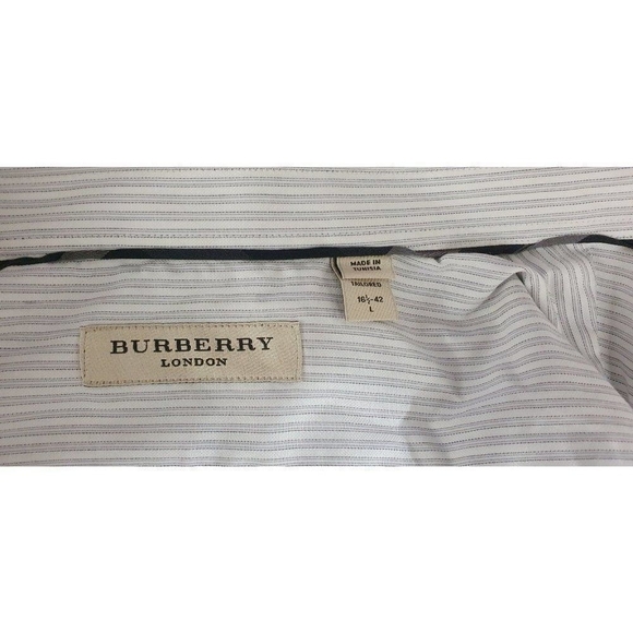 Burberry London Men’s 16.5 42 Sz L Striped Long Sleeve Button Down Cotto… - Picture 6 of 15